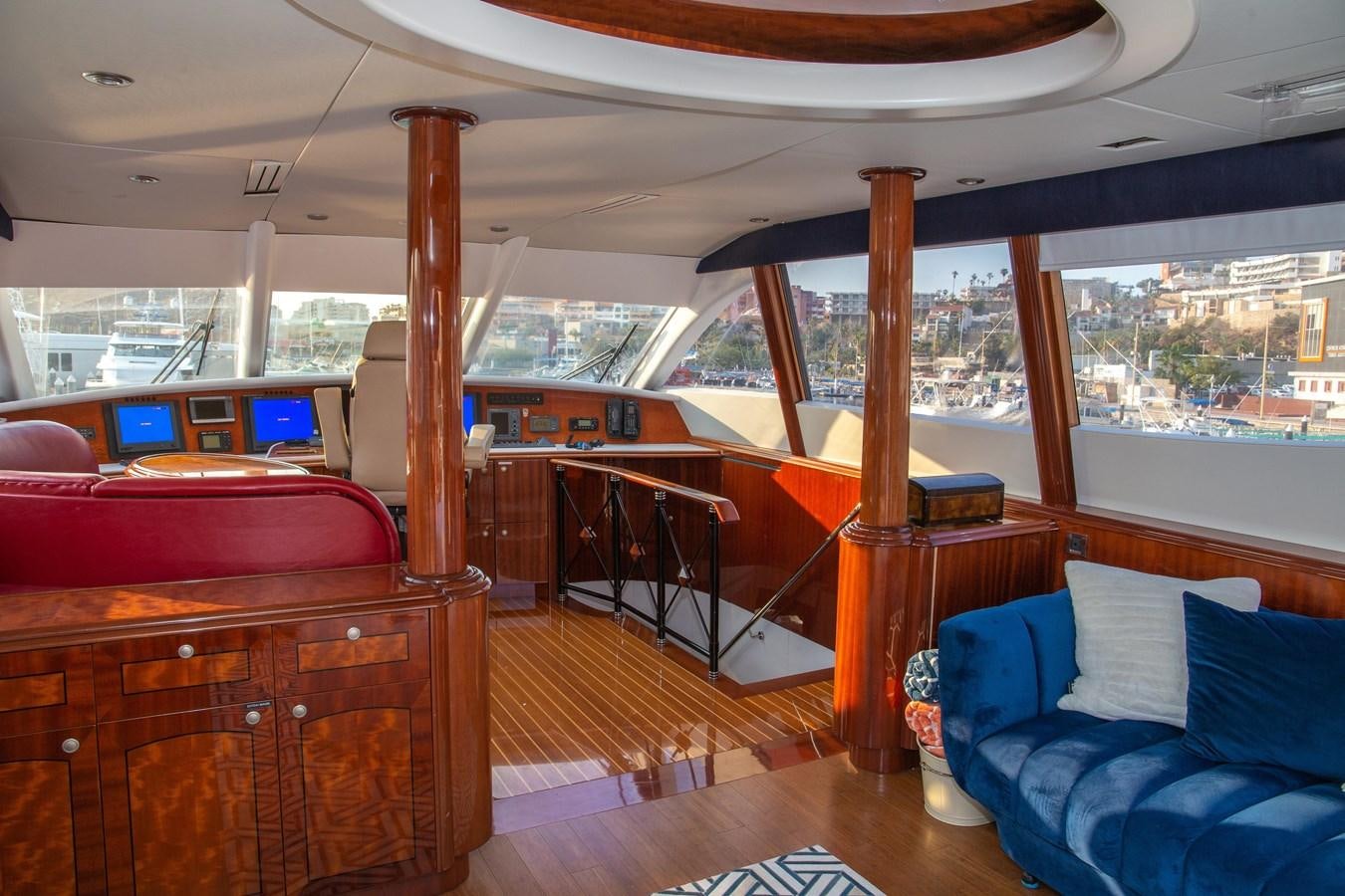inside of a boat aboard LAZZARA 80' Yacht for Sale