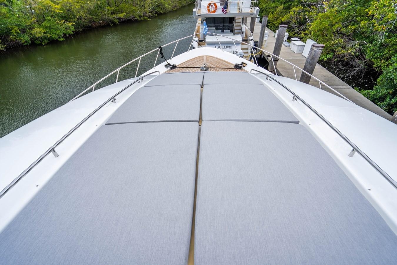 a white umbrella on a bridge aboard SHORT GAME Yacht for Sale
