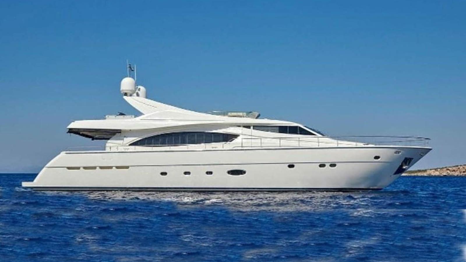 a white yacht in the water aboard ELITE Yacht for Sale