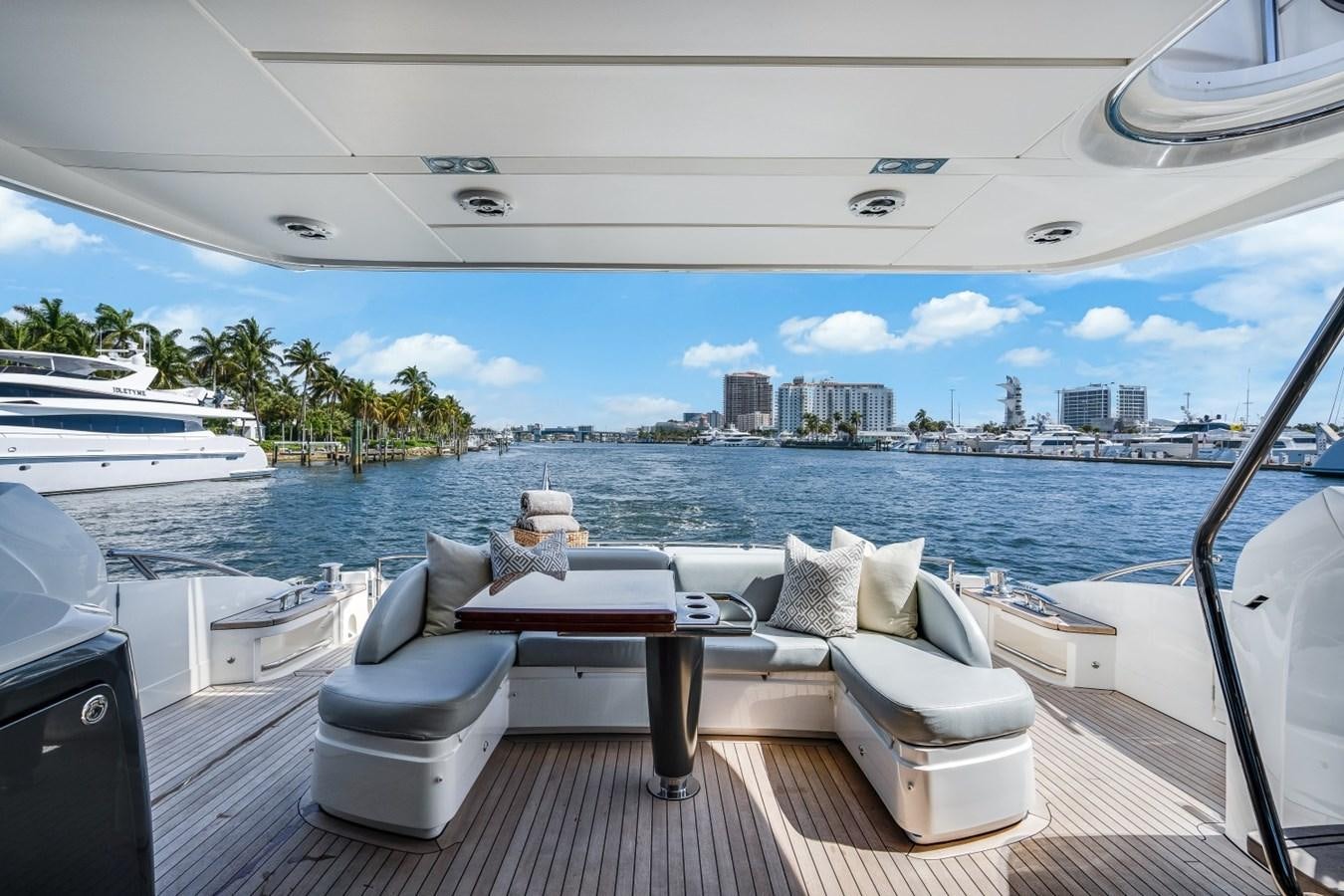 a lounge area on a boat aboard SOL INVICTUS Yacht for Sale