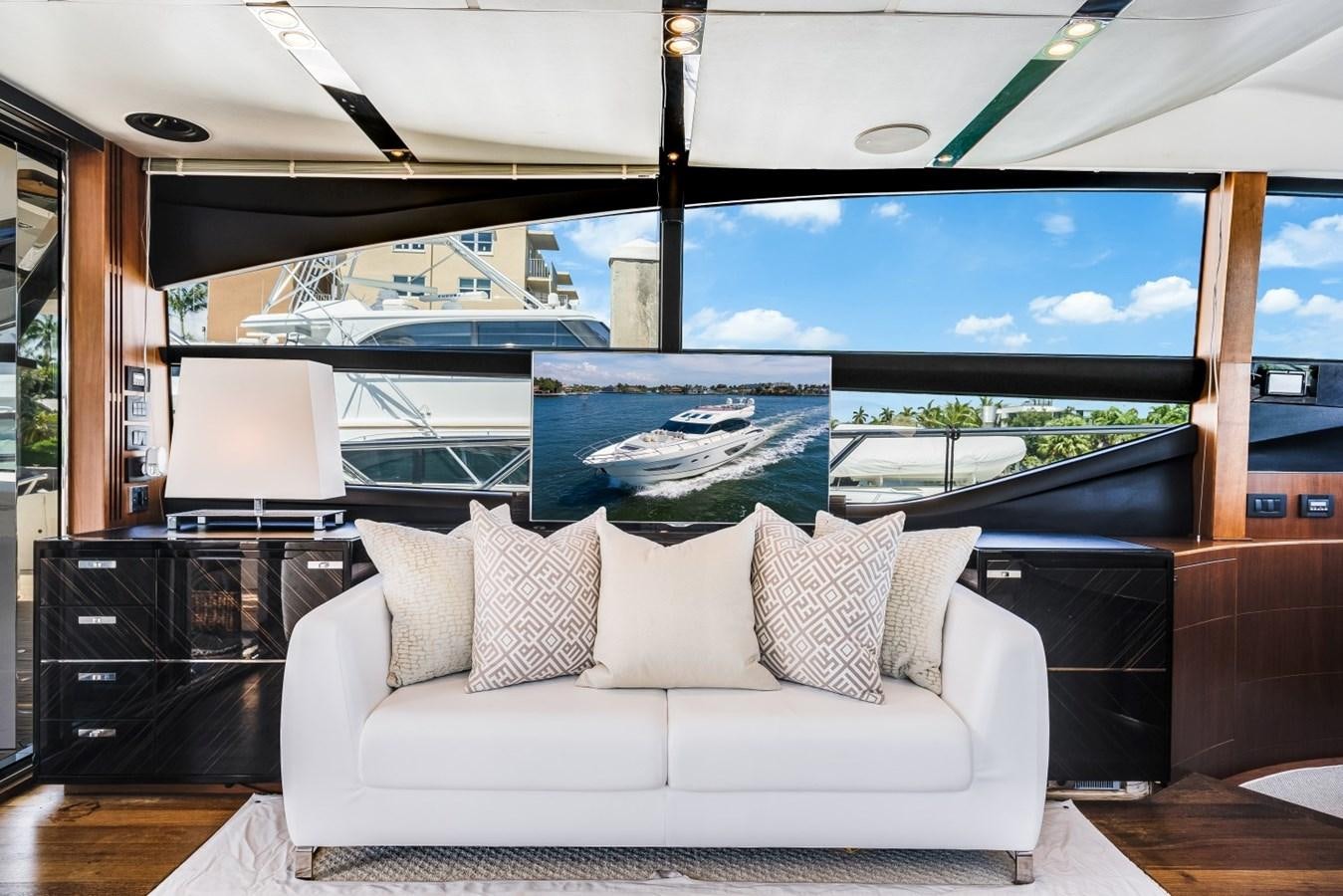 a couch in a room aboard SOL INVICTUS Yacht for Sale