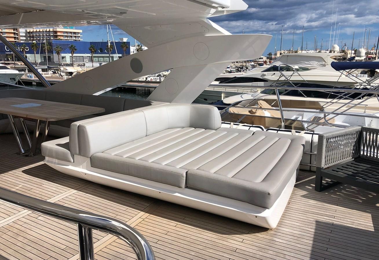 a white bed in a room aboard TICKETYBOO Yacht for Sale