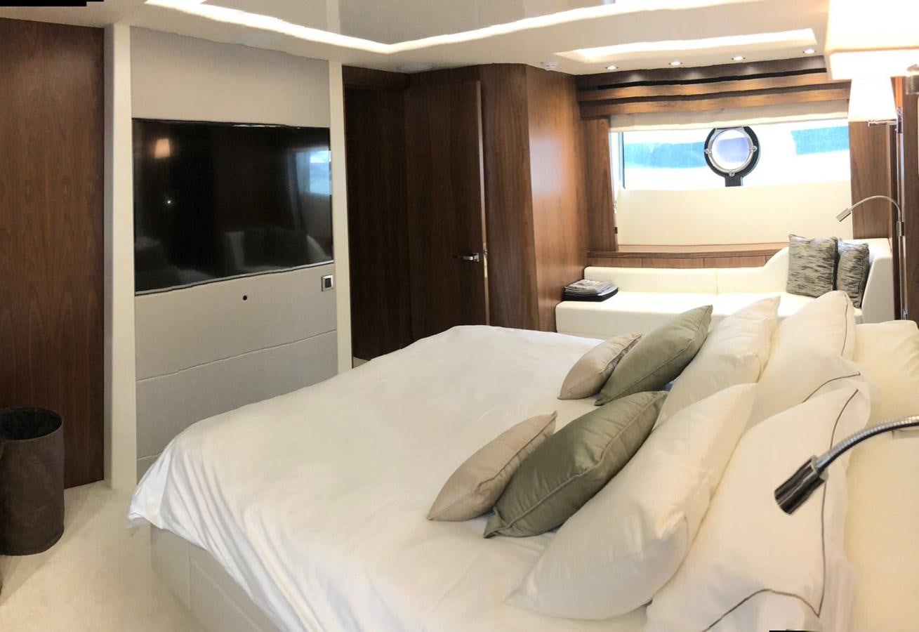 a bed with pillows aboard TICKETYBOO Yacht for Sale