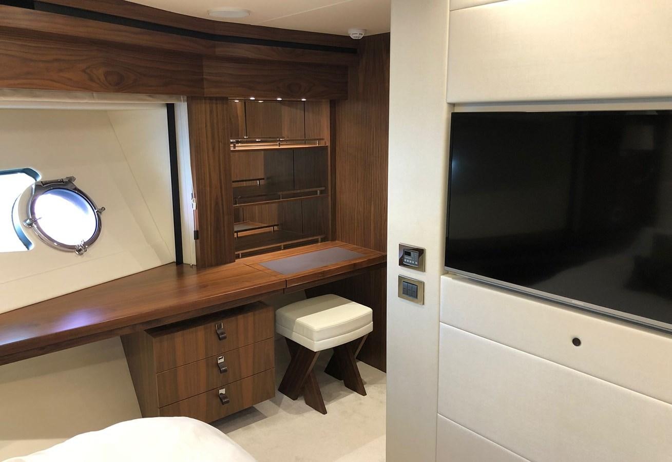 a bathroom with a large mirror aboard TICKETYBOO Yacht for Sale