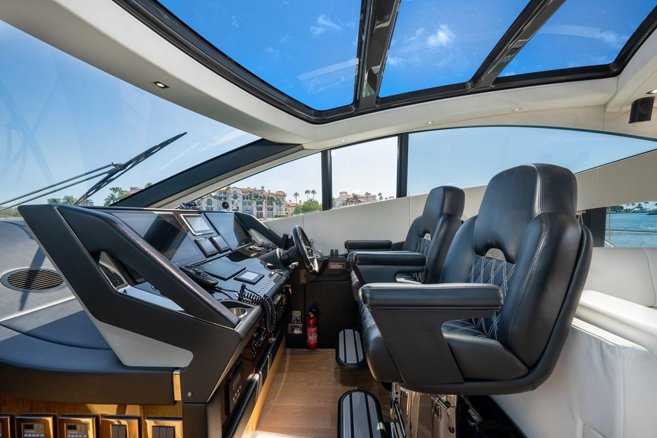 inside of a car aboard SUNSEEKER PREDATOR 68 Yacht for Sale
