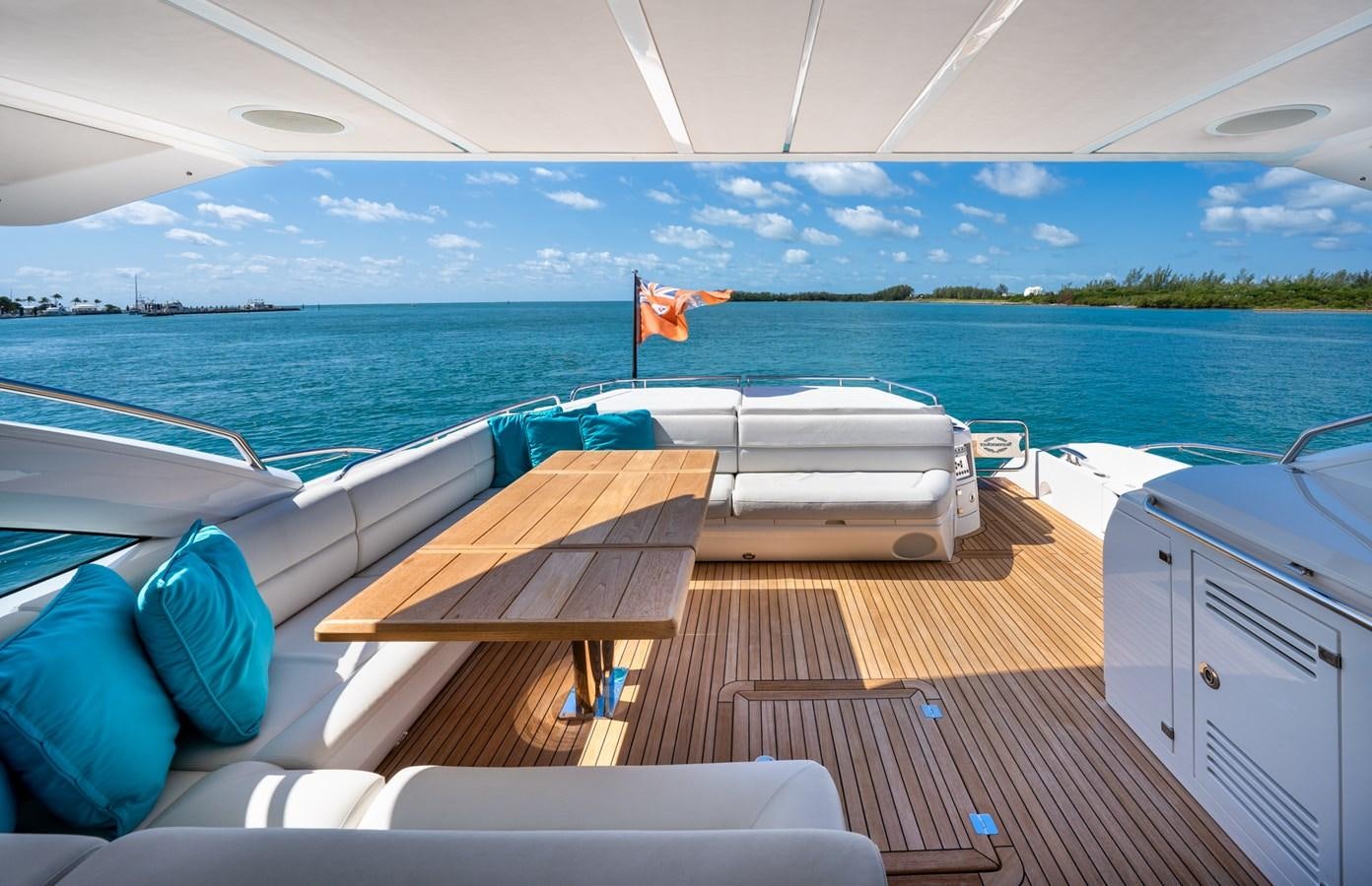 a boat on a deck aboard SUNSEEKER PREDATOR 68 Yacht for Sale