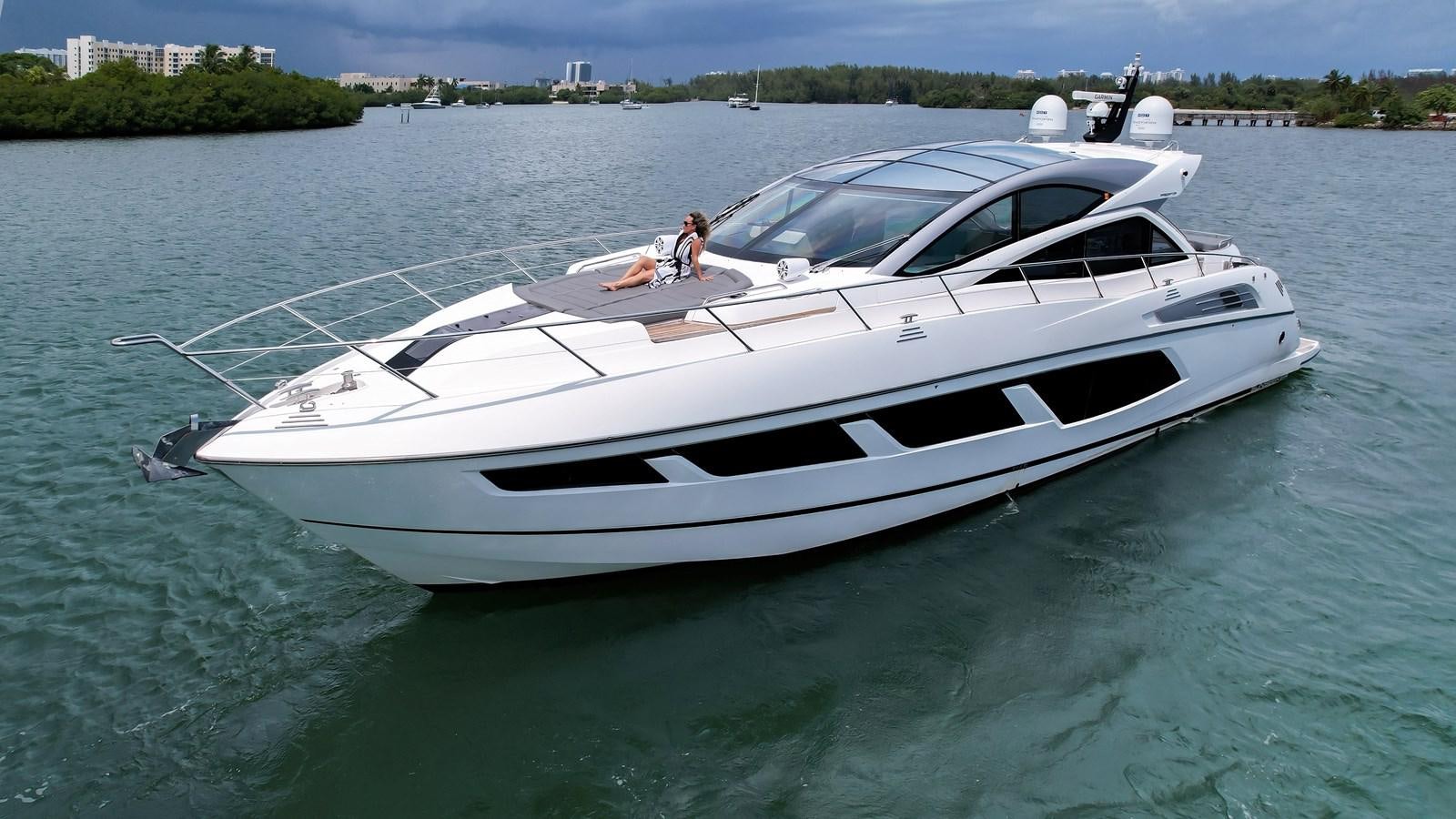 a white yacht on the water aboard SUNSEEKER PREDATOR 68 Yacht for Sale