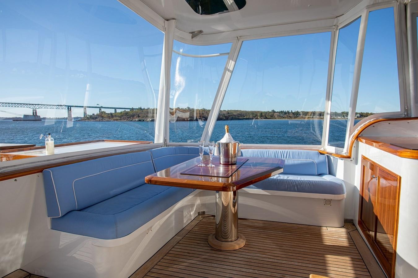a table on a boat aboard MARYBELLE Yacht for Sale
