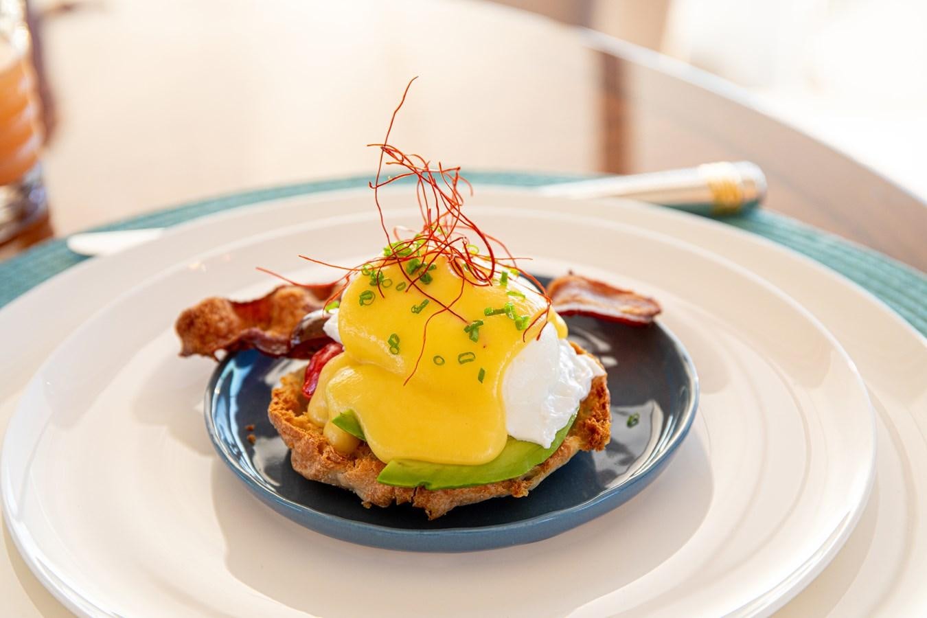 a plate with food on it aboard MARYBELLE Yacht for Sale