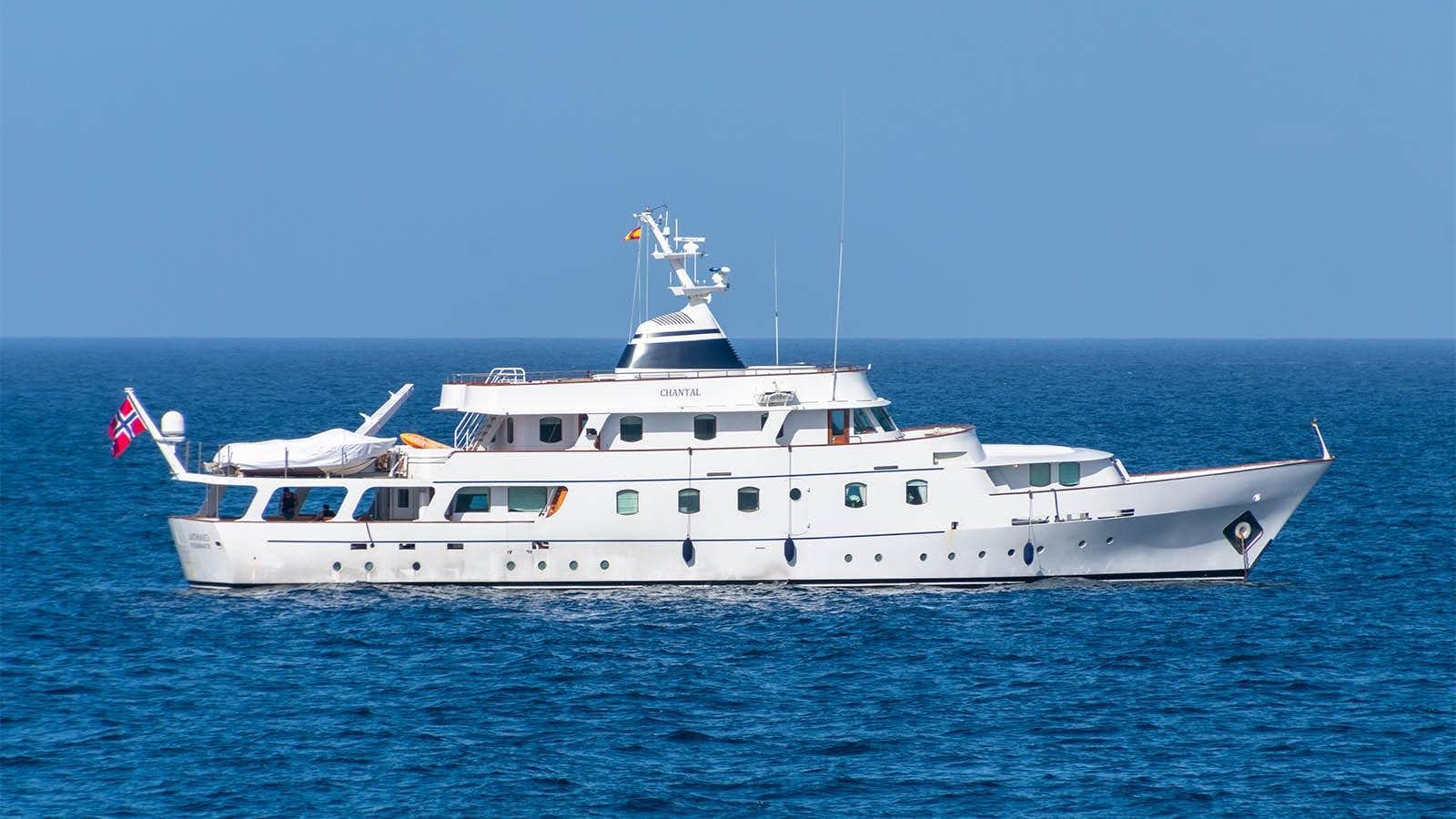 a white boat in the water aboard CHANTAL Yacht for Sale