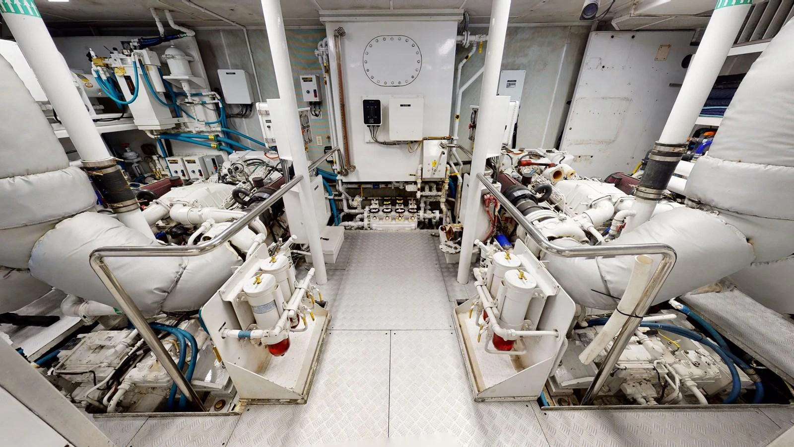 a room with pipes and tubes aboard SUMMER LOVE Yacht for Sale