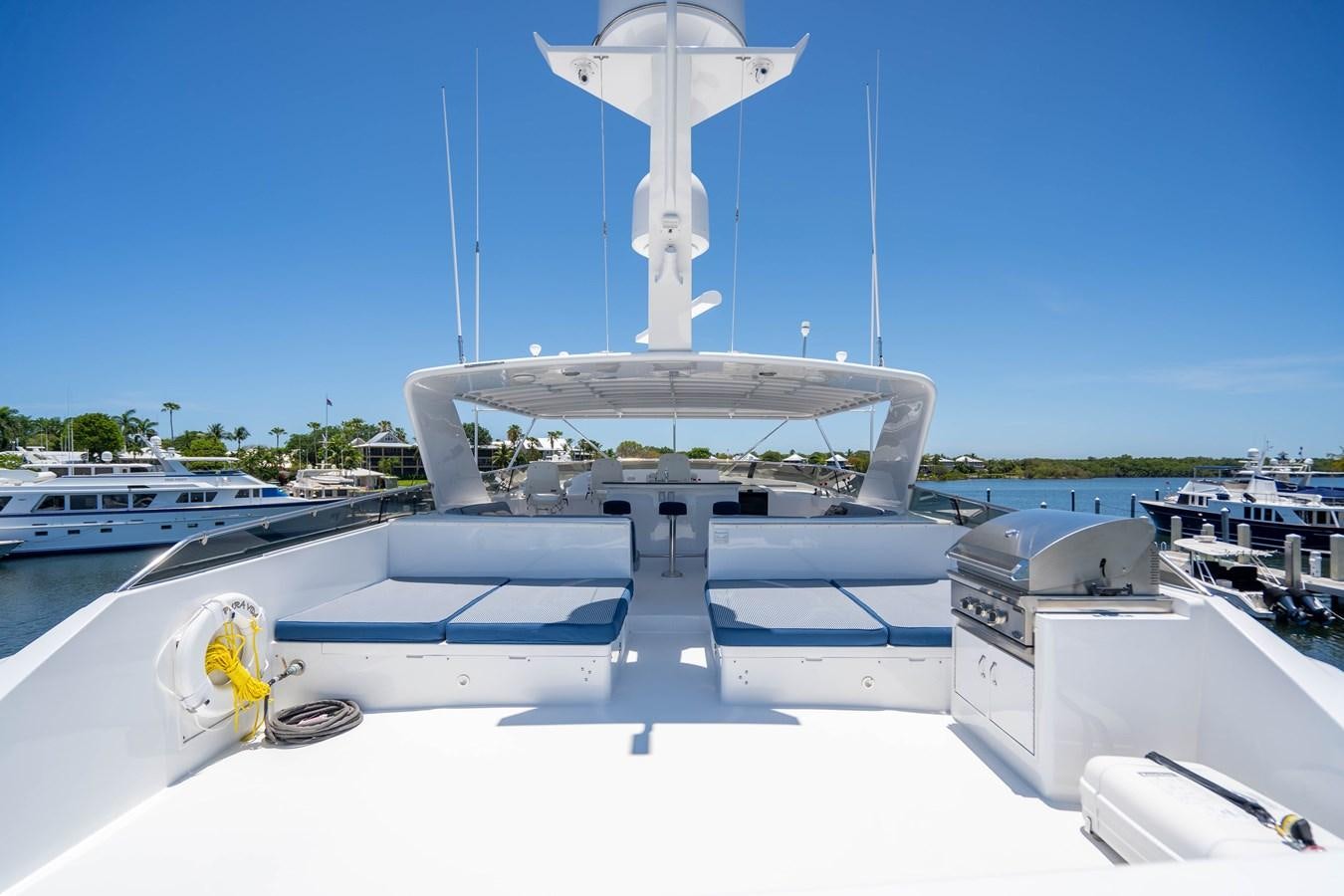 a white building with a cross on top aboard PURA VIDA Yacht for Sale