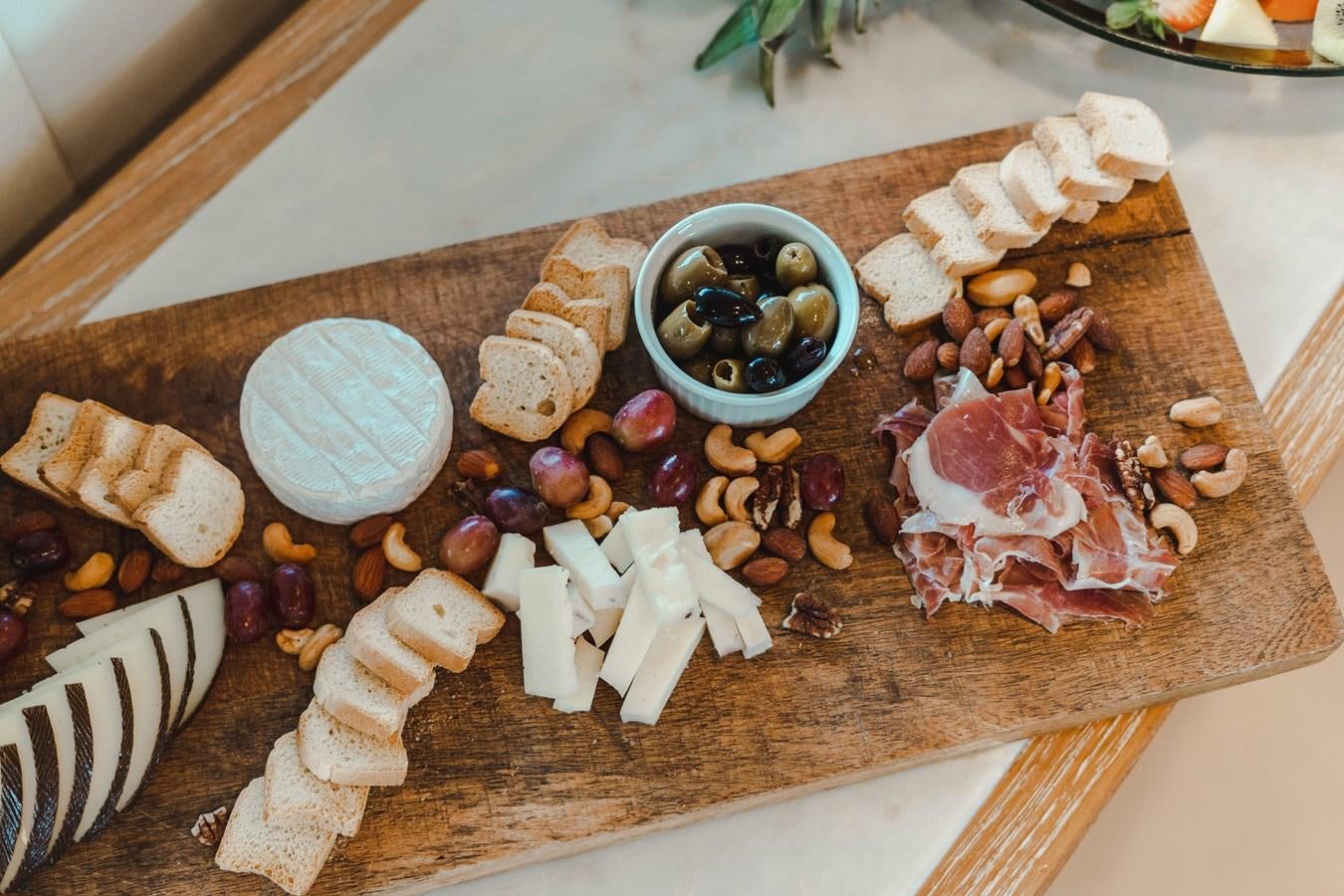 a cutting board with food on it aboard ARTEMISEA Yacht for Charter