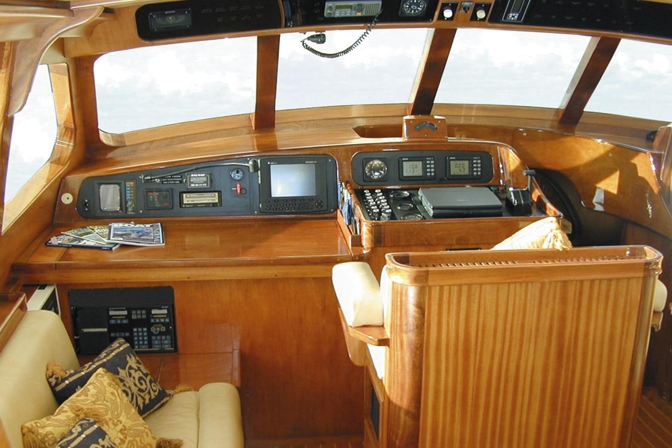 a group of electronics on a table aboard AURASTEL Yacht for Sale