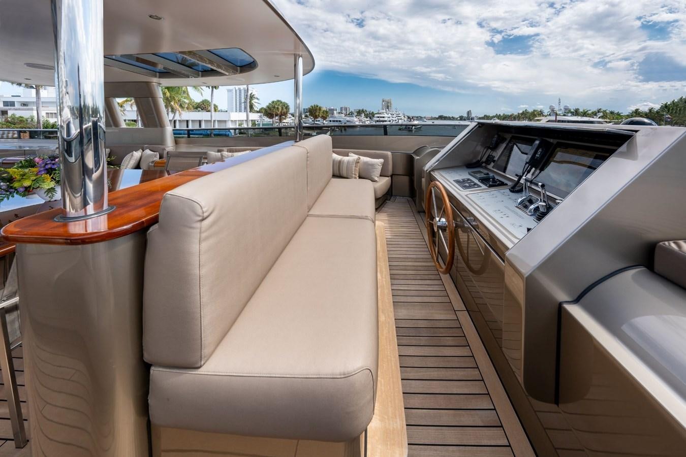 a boat on a deck aboard VESPER Yacht for Sale