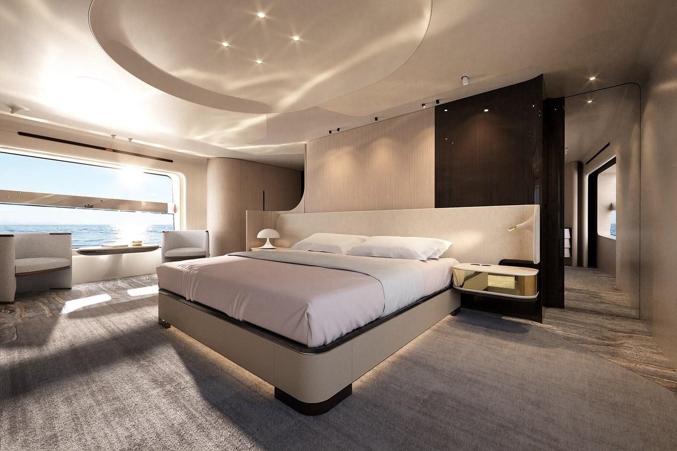 a room with a bed and a couch aboard AL GASSAR 2022 Yacht for Sale