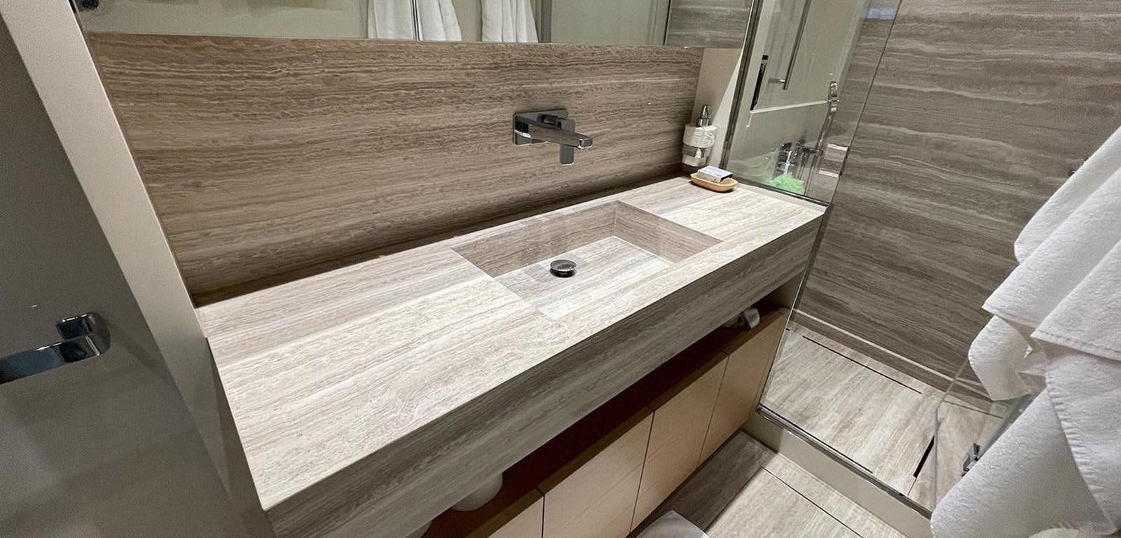 a bathroom with a sink aboard Y2 Yacht for Sale