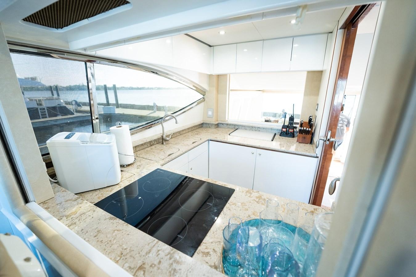 a bathroom with a large window aboard ANGEL DEL MAR Yacht for Sale