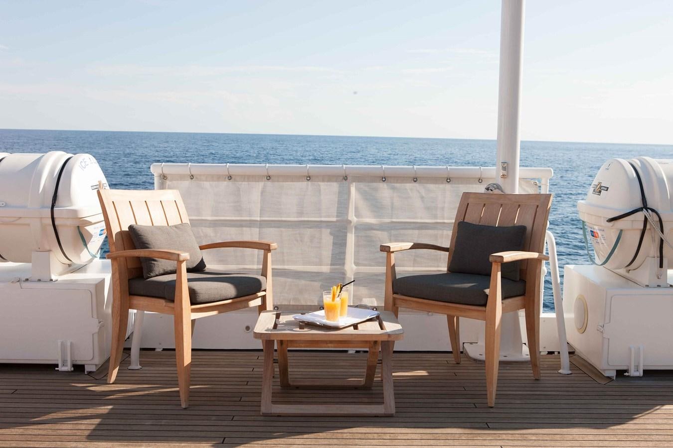 chairs and tables on a deck aboard ICE LADY Yacht for Sale