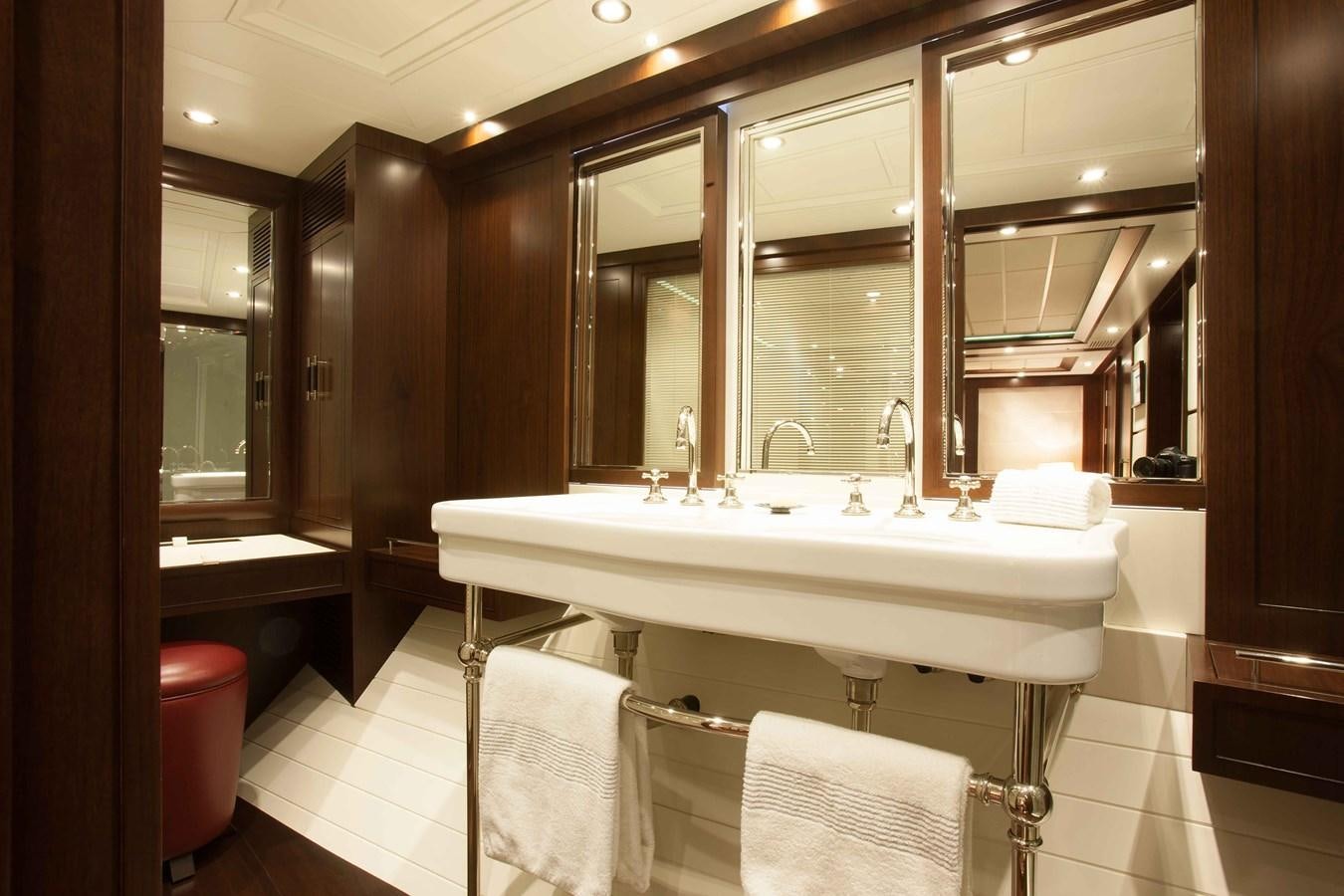 a bathroom with a large bathtub aboard ICE LADY Yacht for Sale
