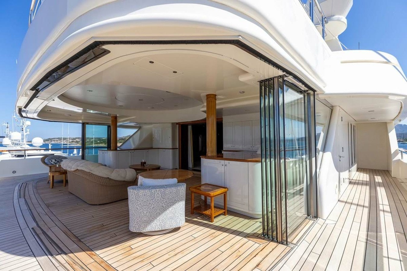 a large room with a large glass ceiling and a large white ceiling aboard PURE Yacht for Sale
