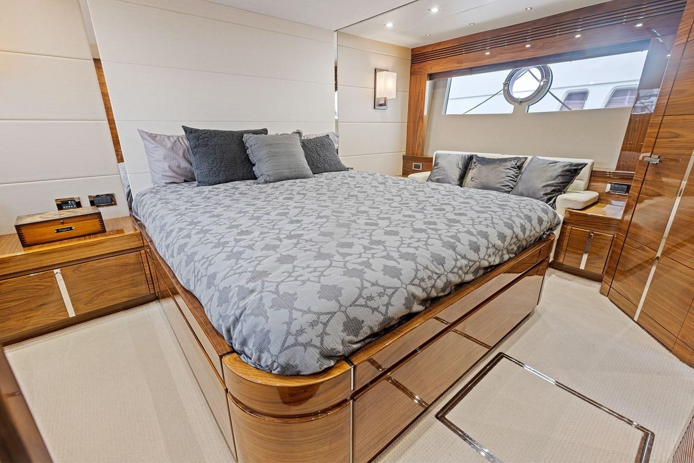 a bed in a room aboard DIGGIN Yacht for Sale