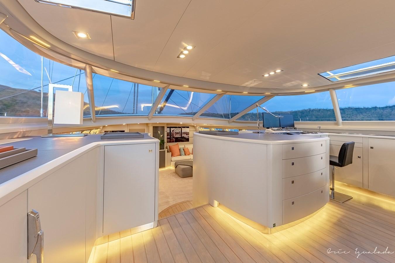 a room with a desk and chairs aboard MY STAR Yacht for Sale
