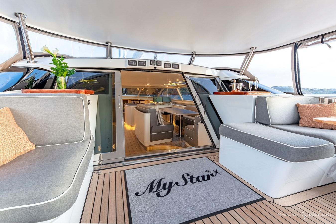 inside of a car aboard MY STAR Yacht for Sale