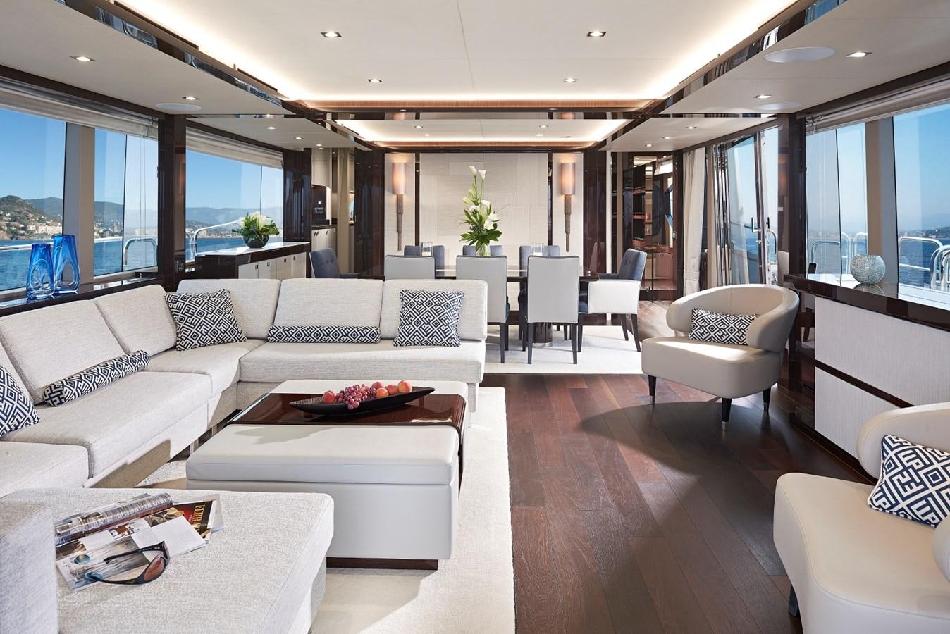 a living room with a large window aboard 95 YACHT Yacht for Sale
