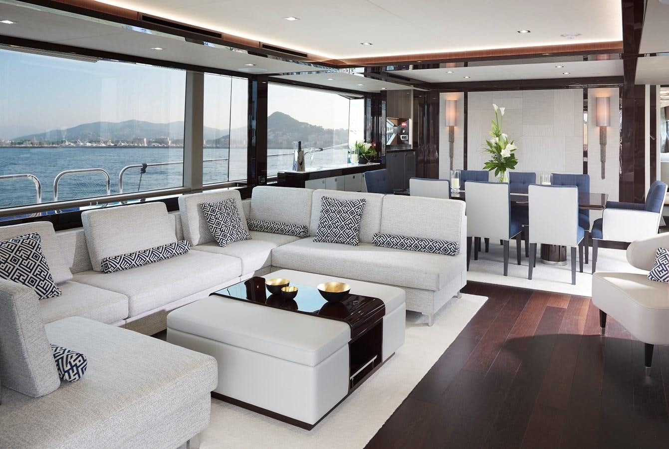 a living room with a large window aboard 95 YACHT Yacht for Sale
