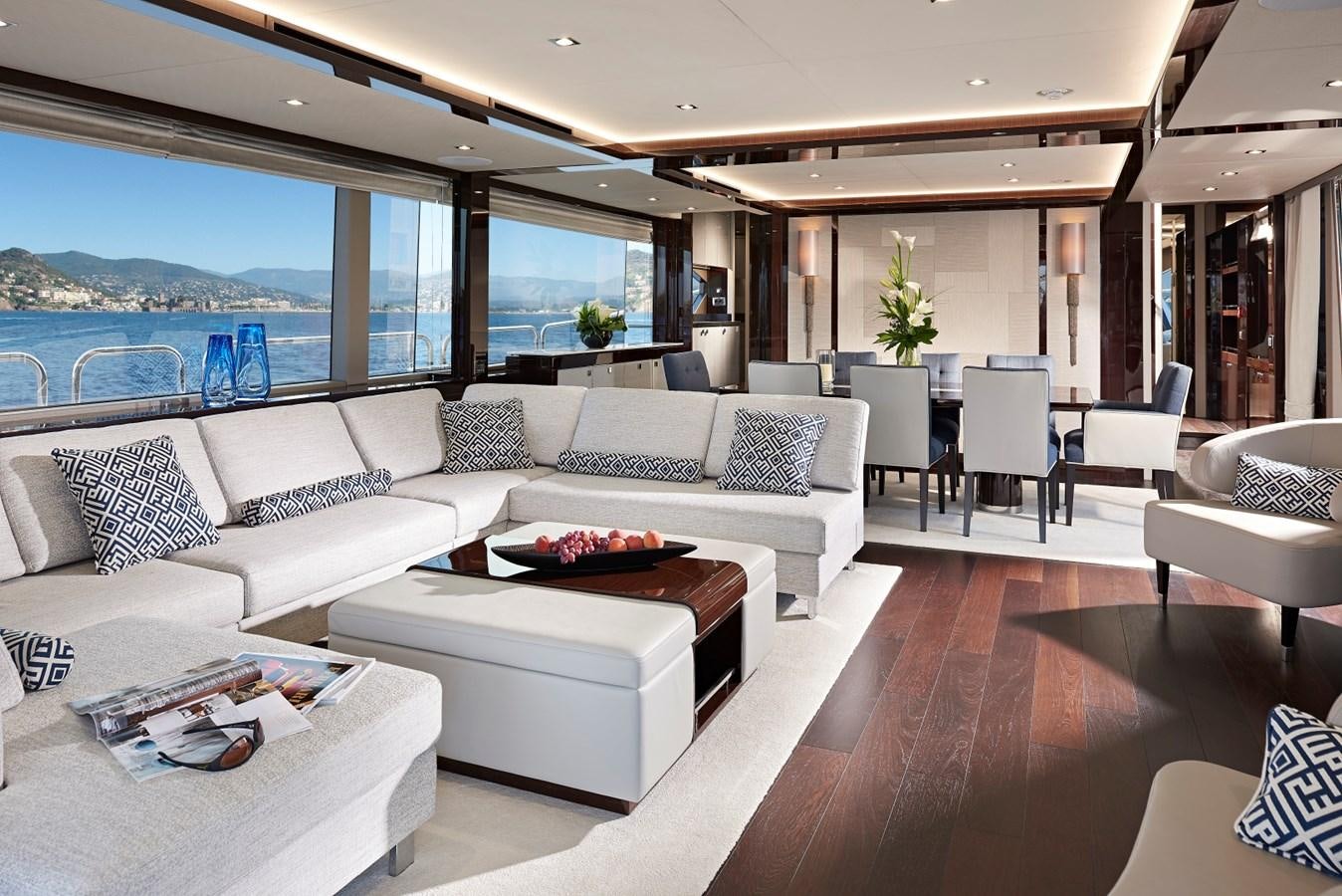 a living room with a large window aboard 95 YACHT Yacht for Sale
