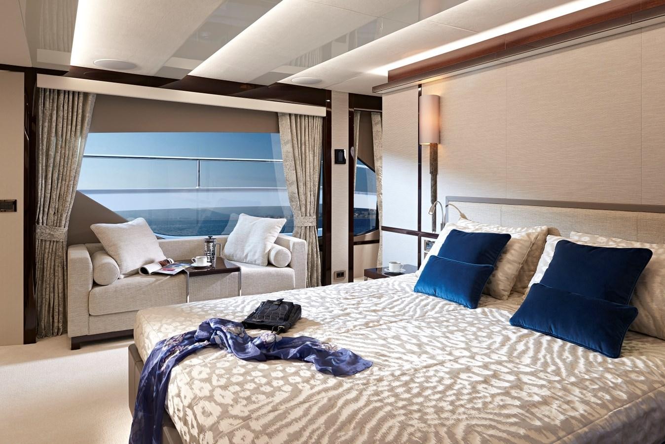 a hotel room with a bed and a couch aboard 95 YACHT Yacht for Sale