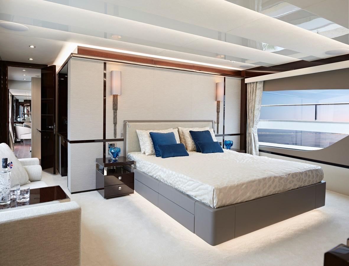 a large white bed in a room aboard 95 YACHT Yacht for Sale