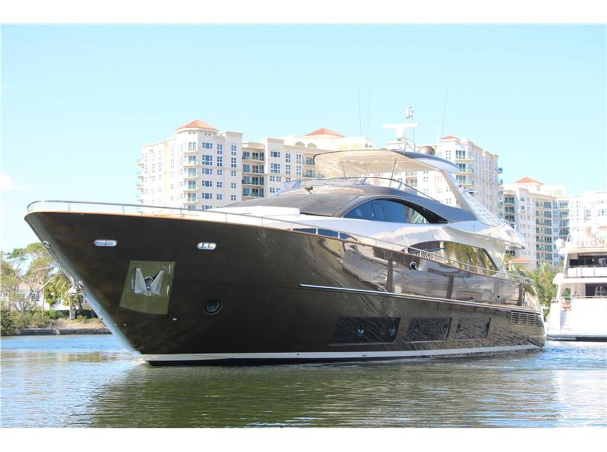 a black and white boat on water aboard PRIVILEGIO Yacht for Sale