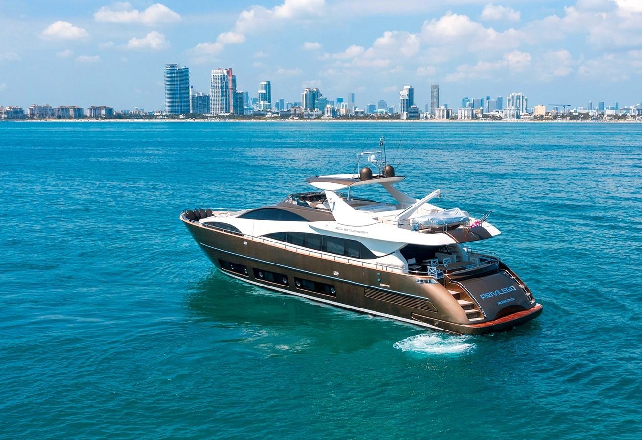 a boat in the water aboard PRIVILEGIO Yacht for Sale