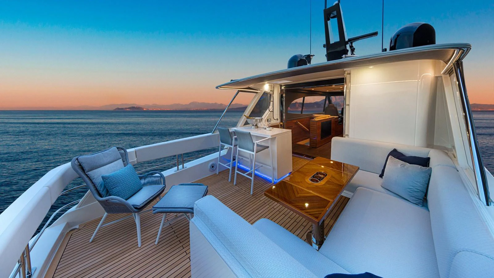 a boat on the water aboard 78 MOTOR YACHT ENCLOSED Yacht for Sale