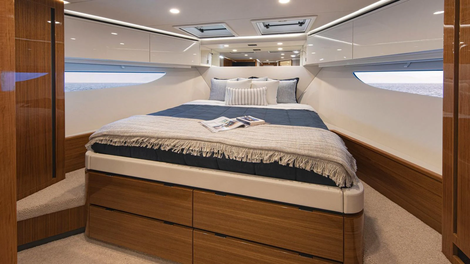 a bed in a room aboard 78 MOTOR YACHT ENCLOSED Yacht for Sale