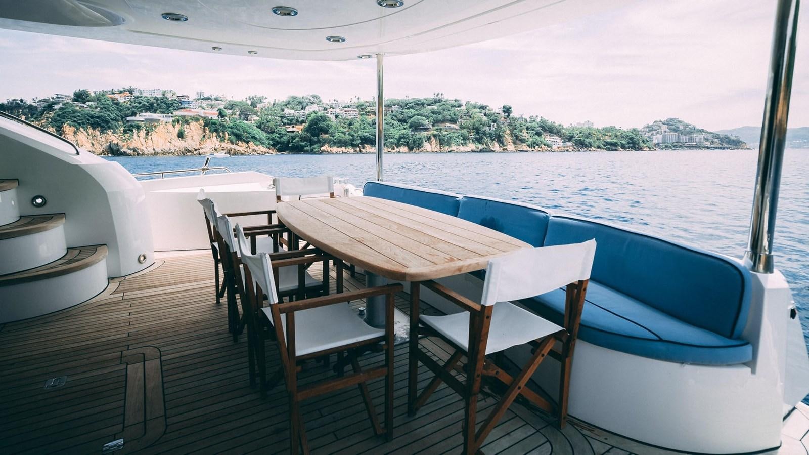 a table and chairs on a boat aboard LUCKY BEAR Yacht for Sale