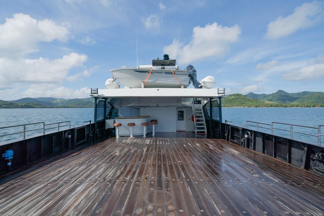 a boat on a dock aboard SOUTHERN CROSS Yacht for Charter