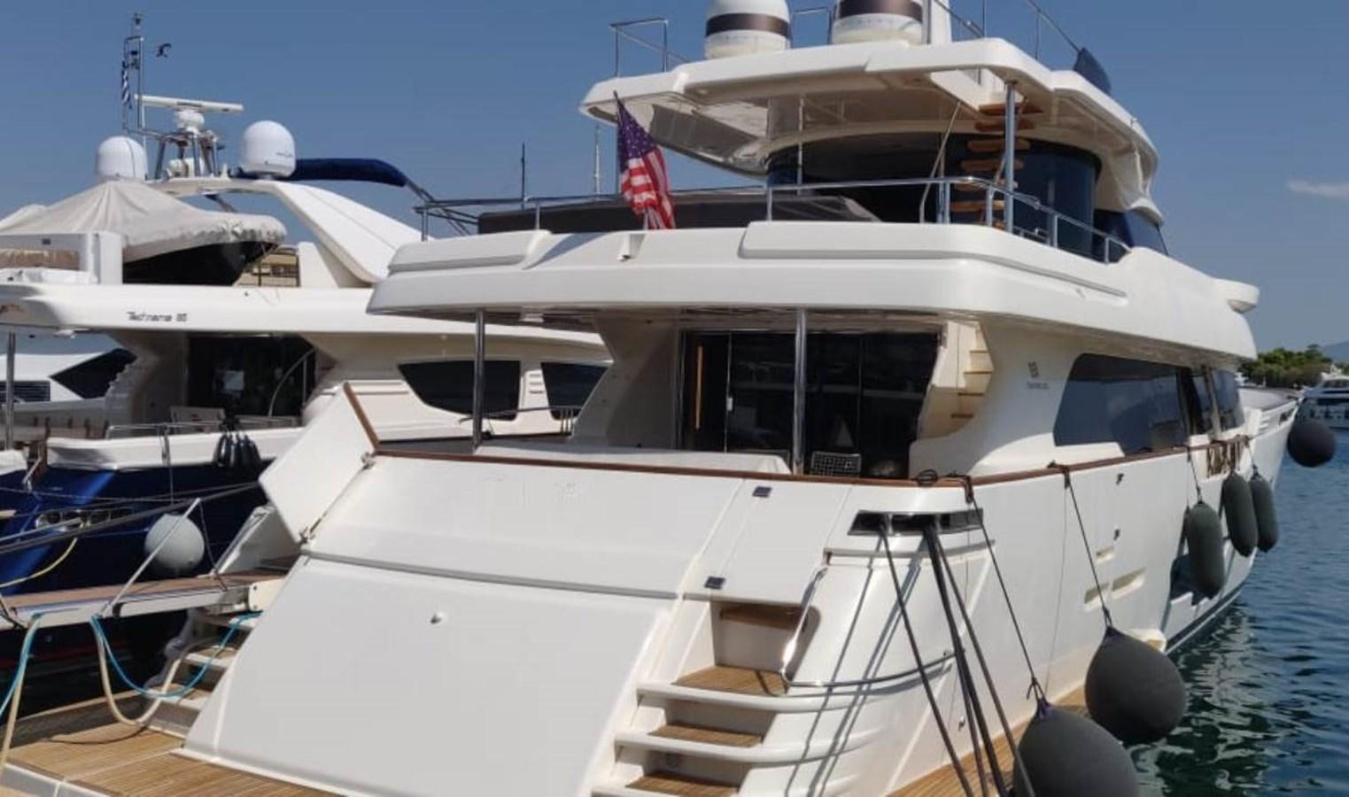 a boat docked at a pier aboard D'VINCI Yacht for Sale