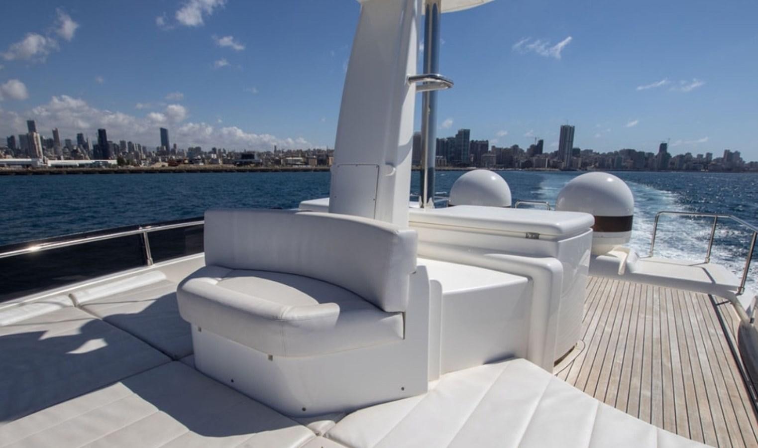a white boat on a deck aboard D'VINCI Yacht for Sale
