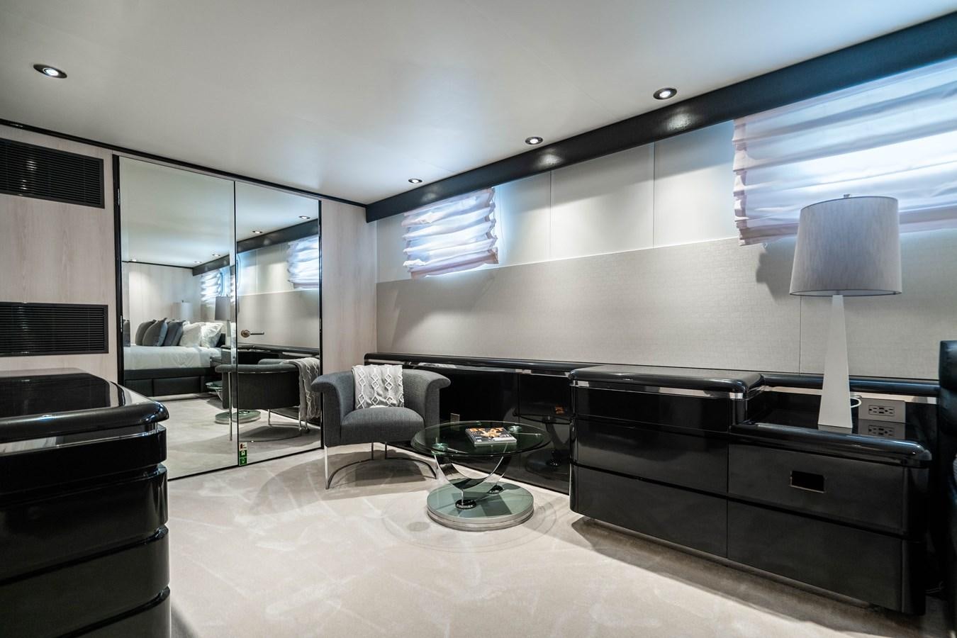 a modern looking living room aboard QUANTUM Yacht for Sale