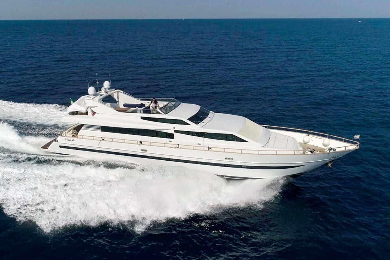 a white yacht on the water aboard WATANGA Yacht for Sale