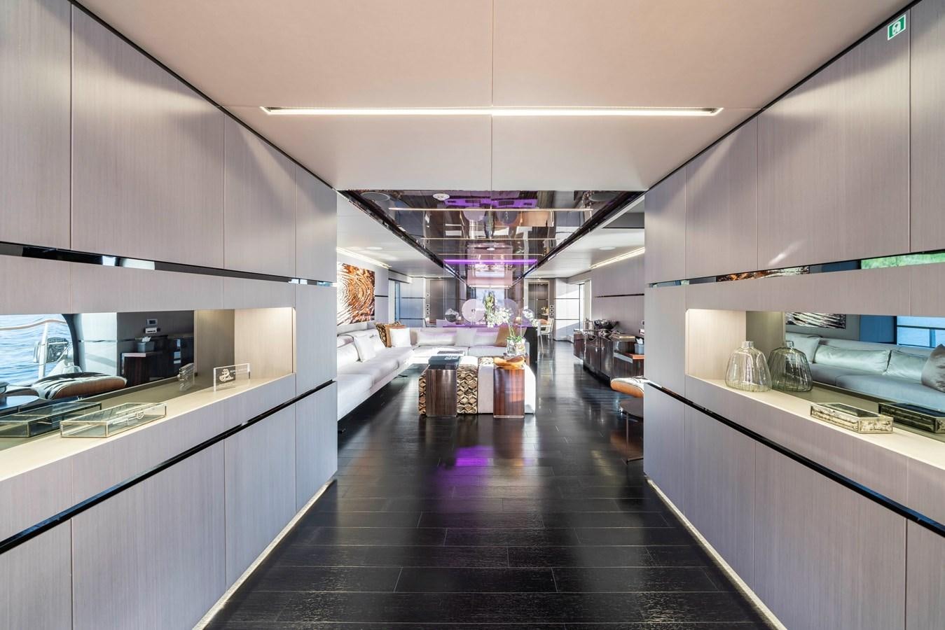 a long hallway with a long hallway aboard MAVERICK Yacht for Sale