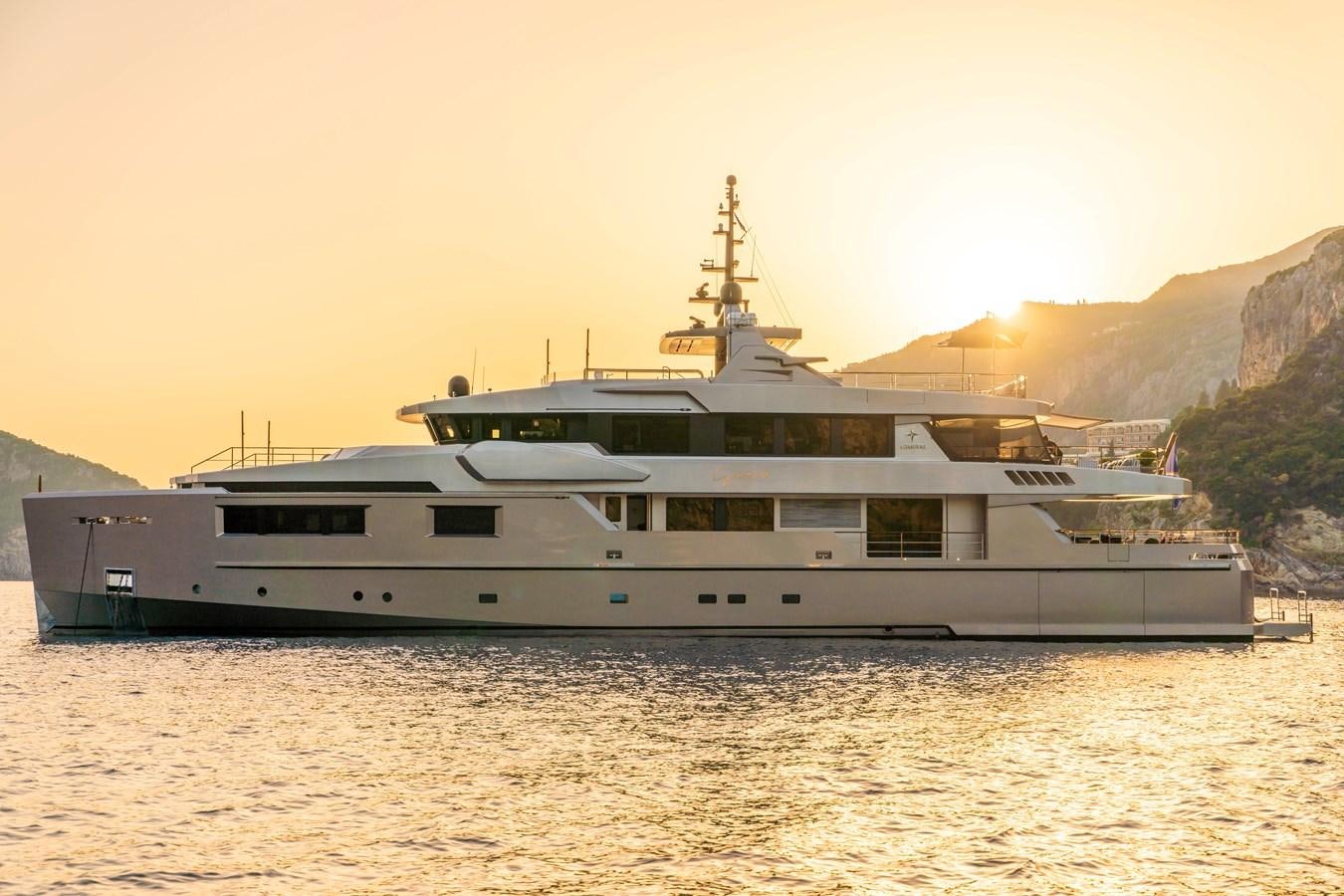 a large ship in the water aboard MAVERICK Yacht for Sale