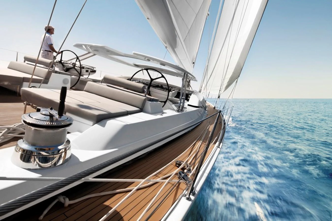 a person on a boat aboard SERAFIM Yacht for Sale
