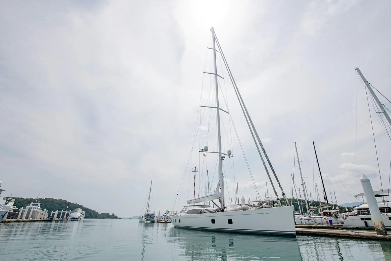 a sailboat in the water aboard SERAFIM Yacht for Sale