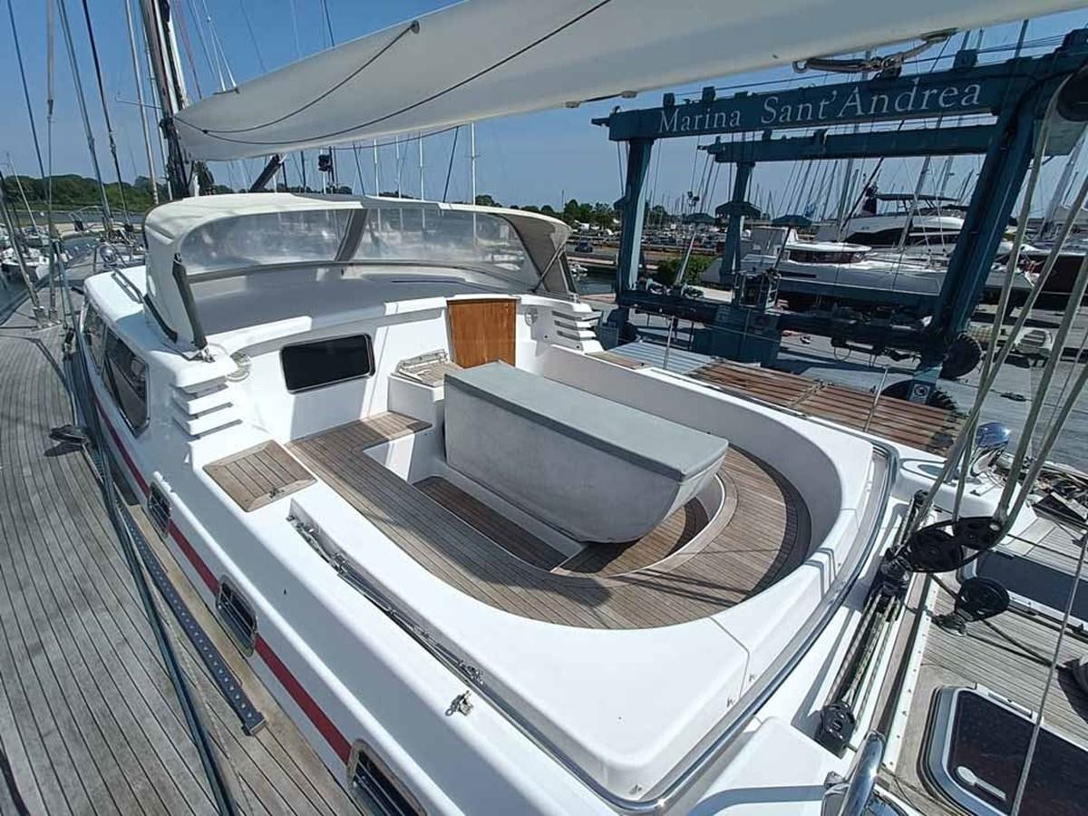 a white car on a train track aboard PLUM Yacht for Sale