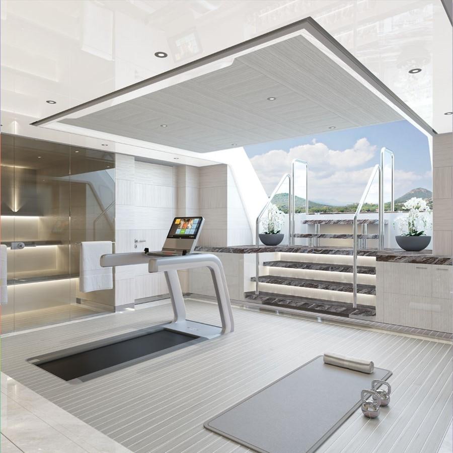 a modern house with a large open roof aboard AMELS 6004 Yacht for Sale