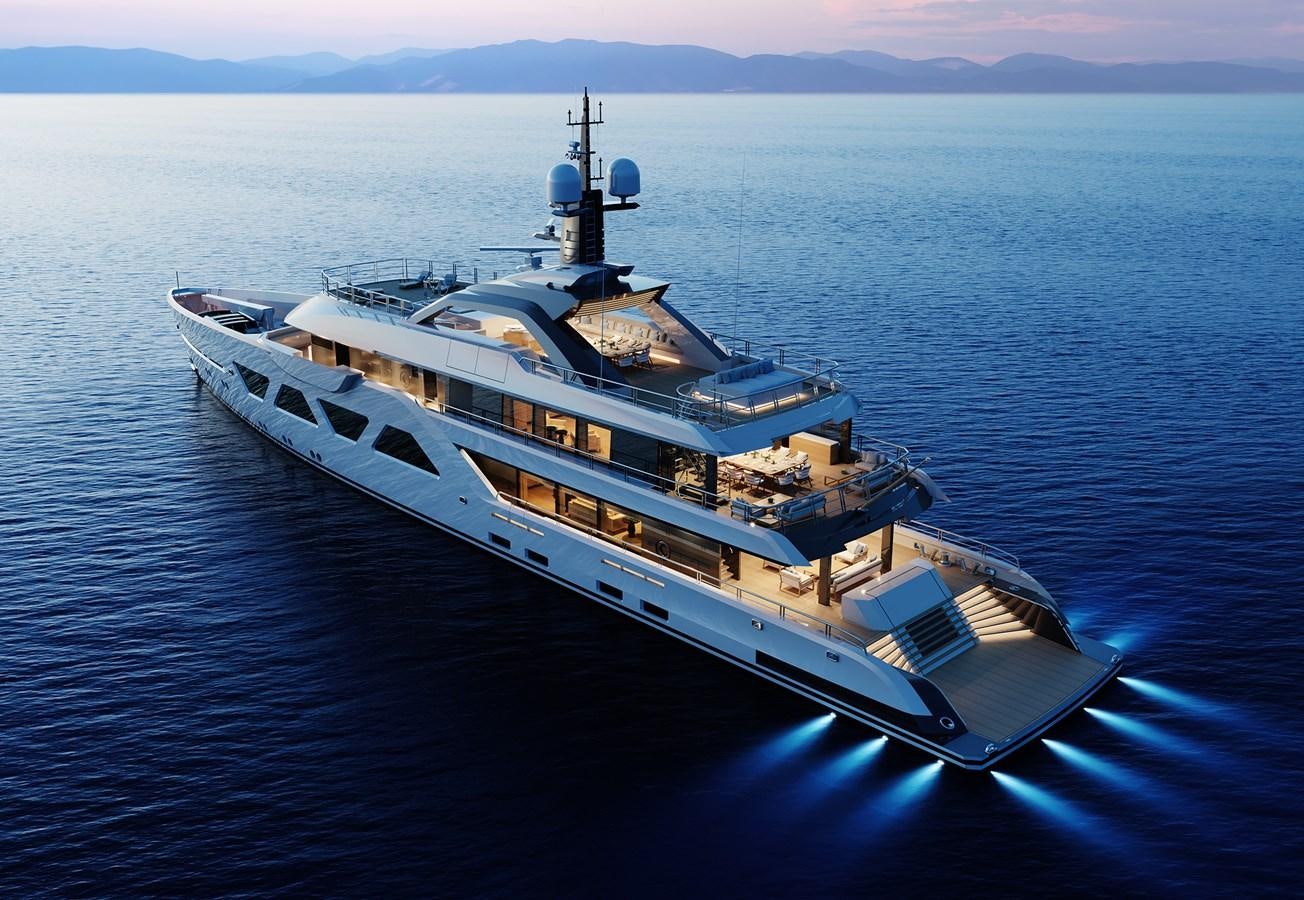 a large ship in the water aboard AMELS 6004 Yacht for Sale